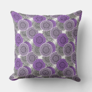 Pink purple pattern arabic mandala oriental style throw pillow