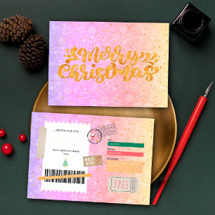 Pink Purple Pattern Christmas Ticket Gift Voucher