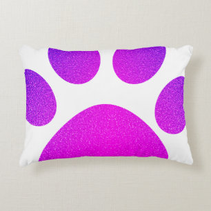 Pink Purple Paw Print Glittery Ombre Gift 2023 Accent Pillow