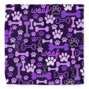 Pink & Purple Paw Prints & Bones Bandana