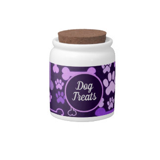 Pink & Purple Paw Prints & Bones Dog Treats Jar