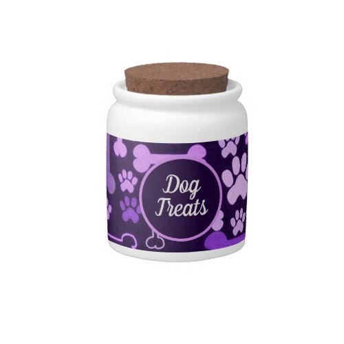 Pink  Purple Paw Prints  Bones Dog Treats Jar