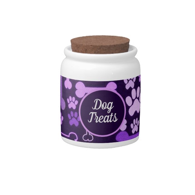 Pink & Purple Paw Prints & Bones Dog Treats Jar (Front)