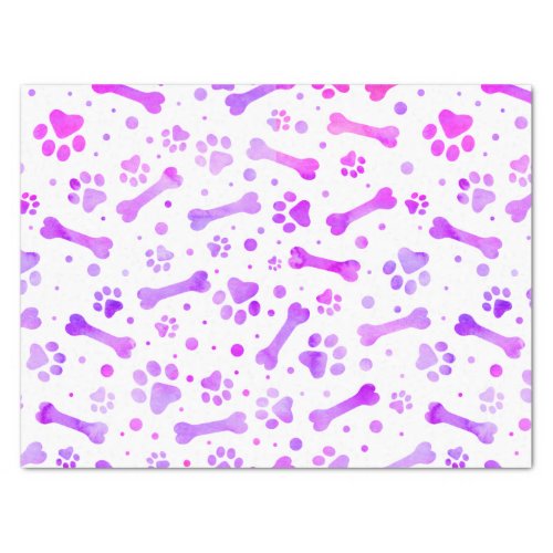 Pink Purple Paw Prints Watercolor Birthday  Tissue Paper