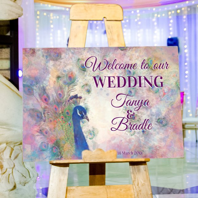 Pink purple peacock background welcome to our  foam board (Creator Uploaded)