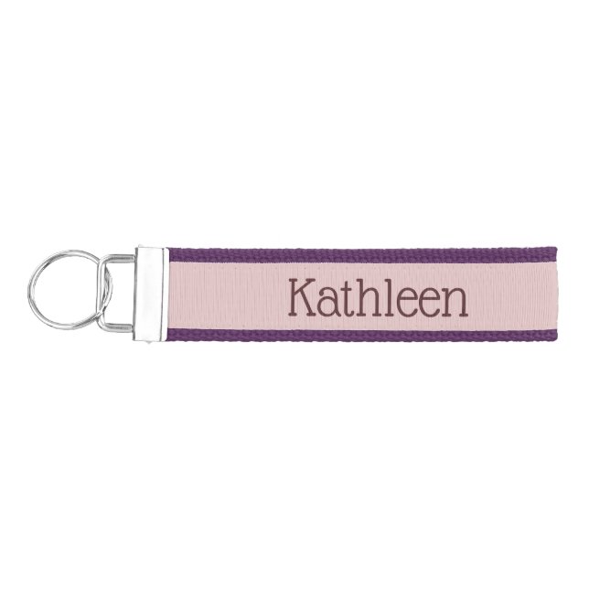 Pink Purple Personalized Monogram  Wrist Keychain (Keys on Left)