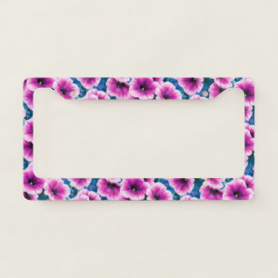 Pink & Purple Petunia Flowers License Plate Frame