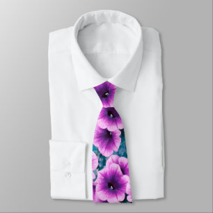 Pink & Purple Petunia Flowers Neck Tie