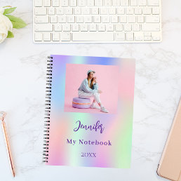 Pink purple photo holographic notebook