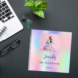 Pink purple photo holographic notebook