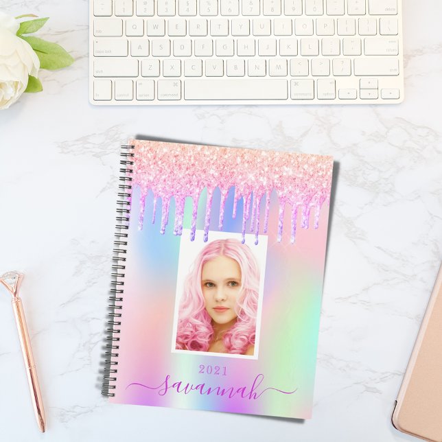 Pink purple photo name holographic planner (Creator Uploaded)