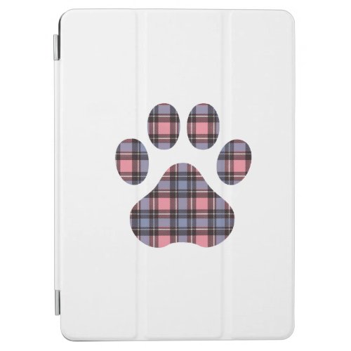 Pink Purple Plaid Dog Paw Print iPad Smart Cover