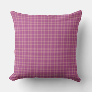 Pink Purple Plaid Pattern Throw Pillow