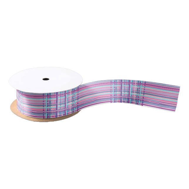 pink purple plaid ribbon (Spool)