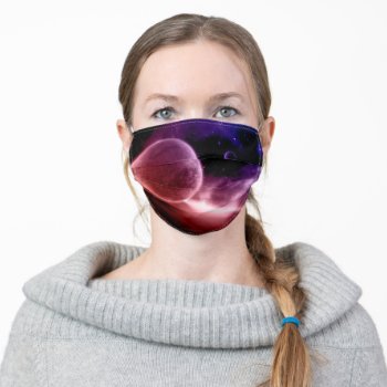 Pink & Purple Planets & Stars Adult Cloth Face Mask by JLBIMAGES at Zazzle