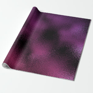 Pink Purple Plum Black Glass Glam Shiny Wrapping Paper