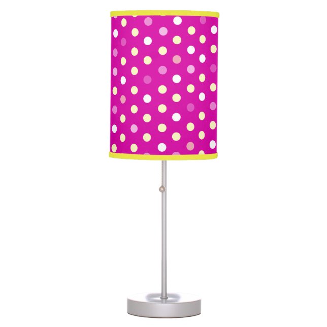 Pink purple polka dot girls bedroom lamp (Front)