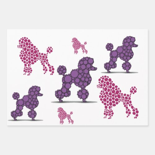 Pink Purple Polka Dot Poodle Dog  Wrapping Paper Sheets
