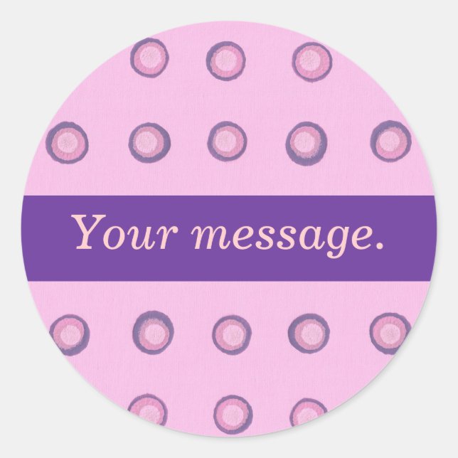 Pink Purple Polka Dots, Add Your Message Stickers (Front)
