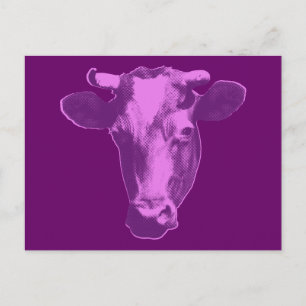 Pink & Purple Pop Art Cow Postcard