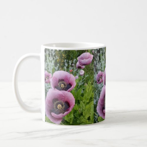 Pink Purple Poppies Mauve Purple Flower Coffee Mug