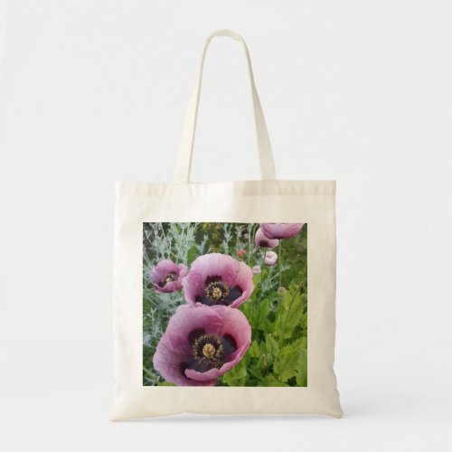 Pink Purple Poppies Mauve Purple Flowers Floral Tote Bag