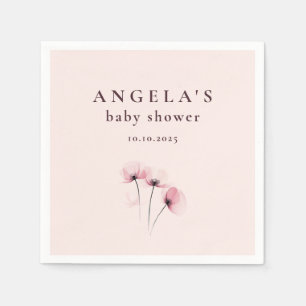 Pink & Purple Poppy Floral Baby Shower Napkins