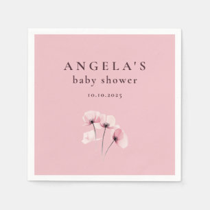 Pink & Purple Poppy Floral Baby Shower Napkins