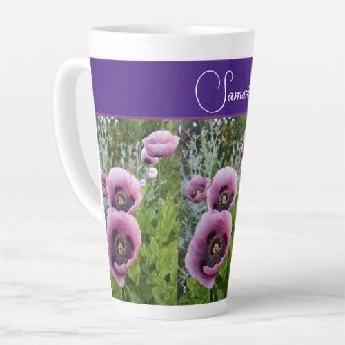 Pink Purple Poppy Flowers Poppies Floral flower Latte Mug