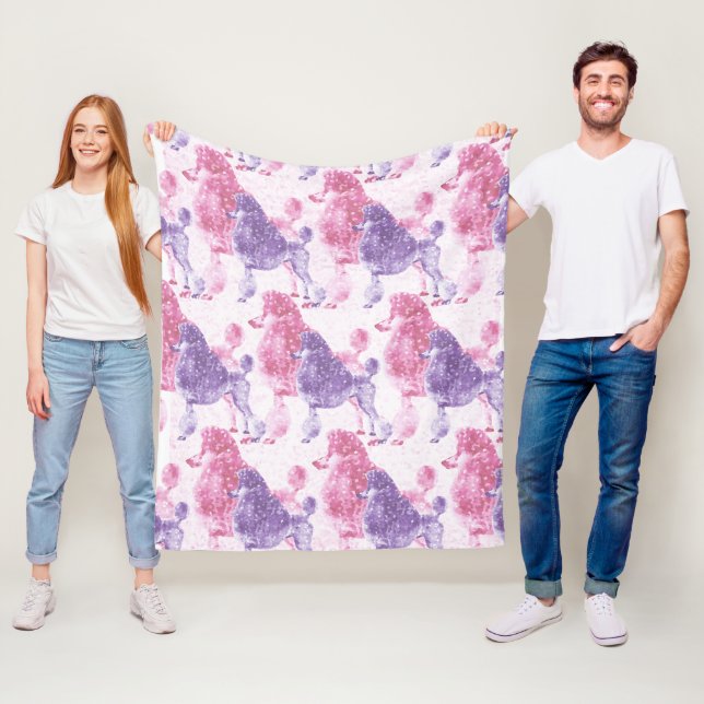 Pink Purple Posh Poodle Baby Kids Fleece Blanket (In Situ)