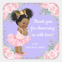 Pink Purple Princess Baby Shower Stickers