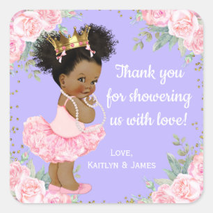 Pink Purple Princess Baby Shower Stickers