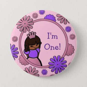 Pink & Purple Princess Birthday Button by Joyful_Expressions at Zazzle
