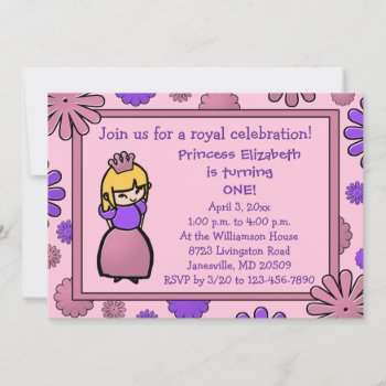 Pink & Purple Princess Birthday Invitation by Joyful_Expressions at Zazzle