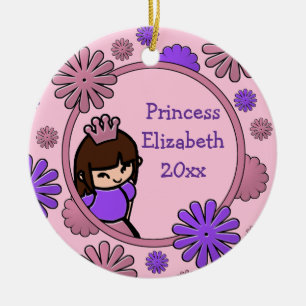 Pink & Purple Princess Personalized Ornament Dated