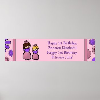 Pink & Purple Princess Two Birthday Custom Poster by Joyful_Expressions at Zazzle