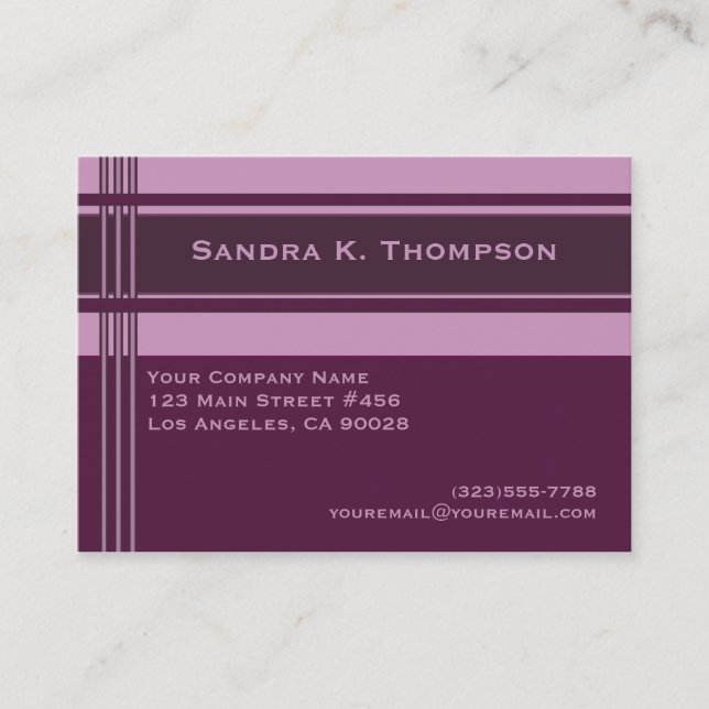Pink Purple Professional Stripes Block Business Card (Front)