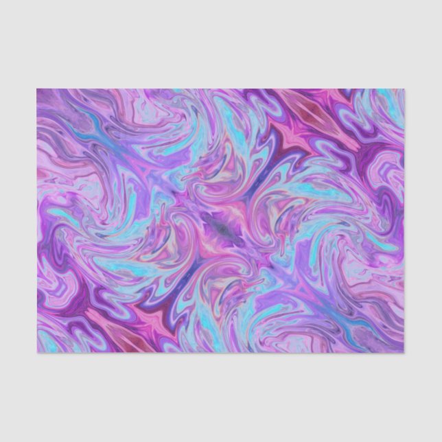 Pink & Purple Psychedelic Abstract Oil Swirl Art Tissue Paper (Front)