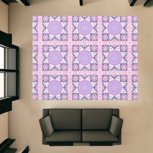 Pink Purple Quilt Pattern Art Rug Large