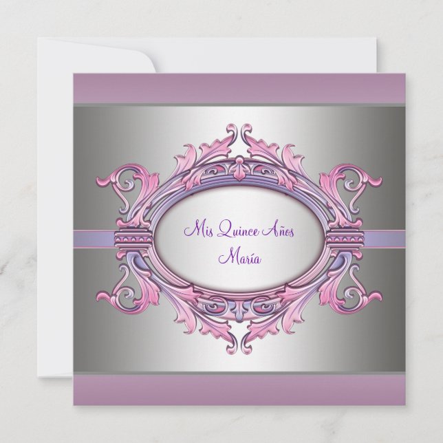 Pink Purple Quinceanera Invitation (Front)