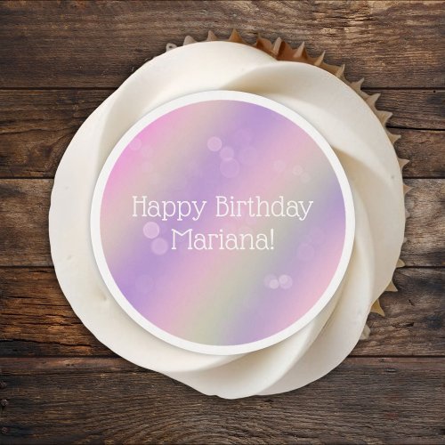 Pink Purple Rainbow Girls Birthday Party Edible Frosting Rounds