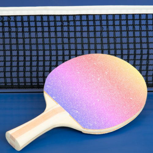 Pink Purple Rainbow Girly Glitter and Sparkle Ping Pong Paddle
