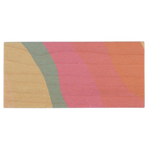 Pink purple rainbow multicolored pride month strip wood flash drive