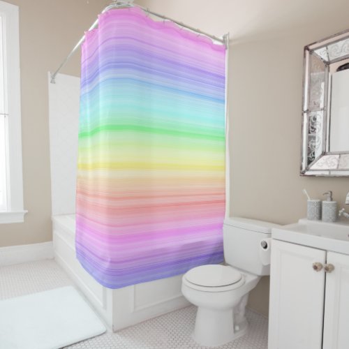 Pink Purple Rainbow Pastel Stripes Shower Curtain