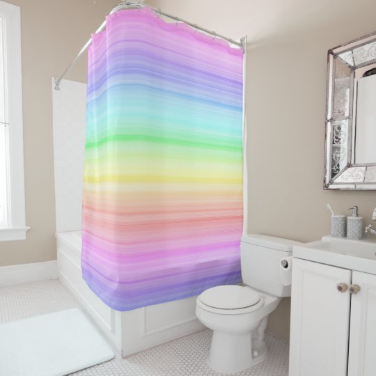 Pink Purple Rainbow Pastel Stripes Shower Curtain Zazzle Com