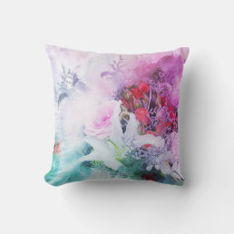 Pink Purple &amp; Red Floral Throw Pillow