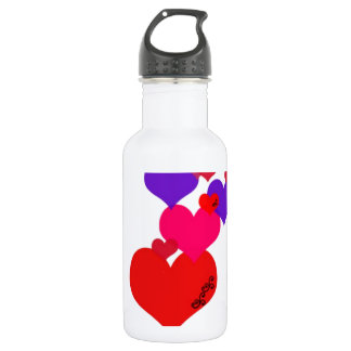 Pink,Purple,Red heart's with black scroll work Stainless Steel Water Bottle
