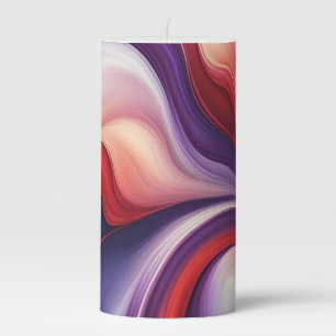Pink Purple Red Swirl Fluid Art Pillar Candle