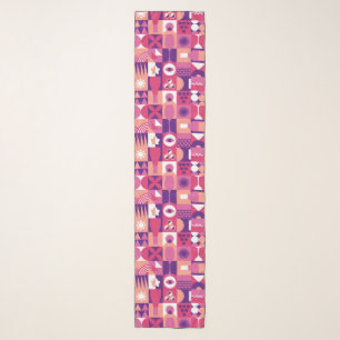 Pink Purple Retro Geometric Wine Lover Pattern Scarf