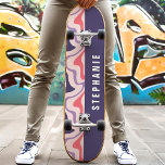 Pink Purple Retro Modern Abstract Marble Swirl Skateboard<br><div class="desc">Stand out at the skate park with our Pink And Purple Retro Modern Abstract Marble Swirl Skateboard! This eye-catching design features swirling patterns in pink and purple hues, inspired by retro and modern abstract art. Perfect for skateboarders who love unique and artistic designs, this board combines style and functionality. Made...</div>